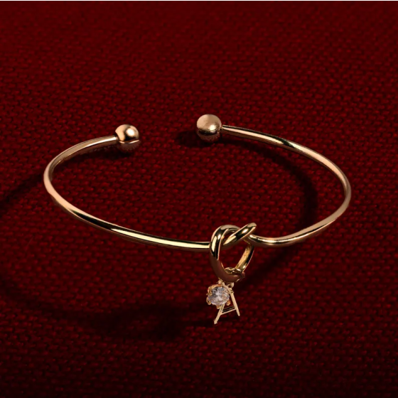 Personalized Knot Initial Diamond Cuff Bracelet for Women Handmade Christmas Gift Elegant Custom Jewelry Gift for Her