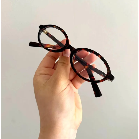 Women s Vintage vibe Oval Plain Glasses Anti-blue Light Eyeglasses Retro