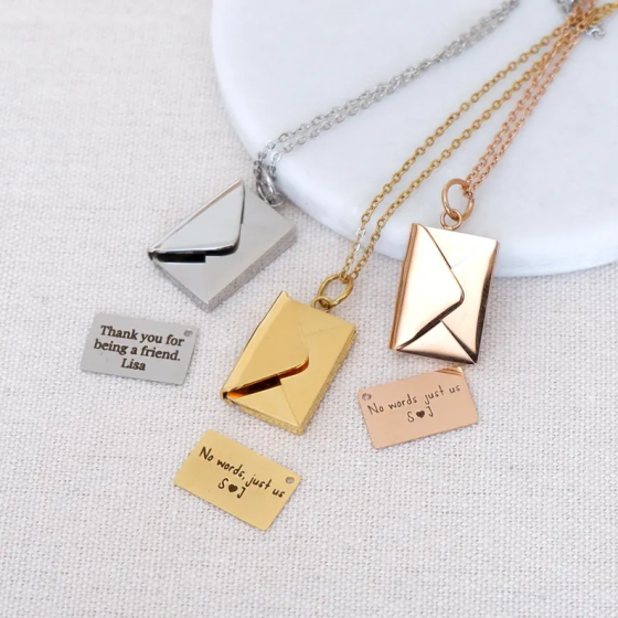 Secret Message Envelope Necklace, Best Friend Gift, Personalized Friendship Jewelry